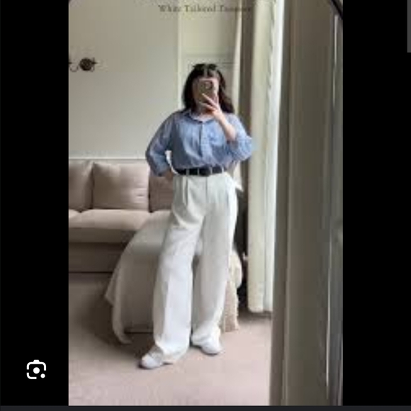 Zara White Wide-Leg Pants - Picture 3 of 5
